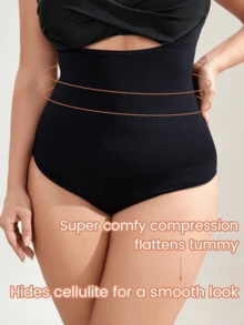 1pc Women's Plus Size Open-Bust Body Shaper Tummy Control Lightweight Thong Bodysuit For Base Layering - Black - View 3