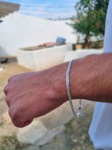 PULSEIRA BRACELETE MASCULINO GRUMET ELO DUPLO 3 MM NA PRATA ITALIANA LEGITIMA 925 PURA MACIÇA - Prata - Visão 10