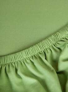 1pc Solid Color Milk Silk Chair Cover For Shell Chair - Olive Green - View 6