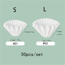 50 piezas Filtros de papel desechables con forma de tarta de color blanco, de vuelta al colegio - Blanco - Ver 6