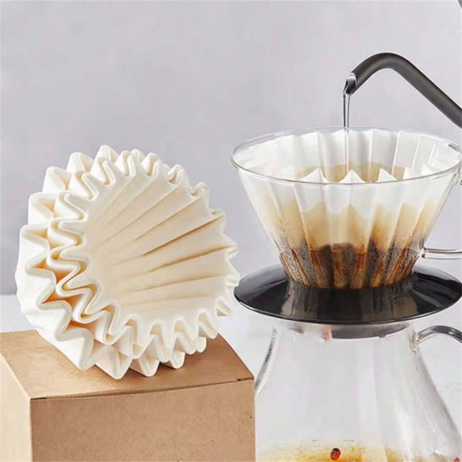 50 piezas Filtros de papel desechables con forma de tarta de color blanco, de vuelta al colegio - Blanco - Ver 1
