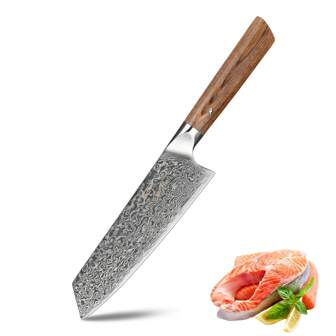 7 Inch Damascus Steel Japanese Kitchen Knife With Golden Pakka Wood Handle