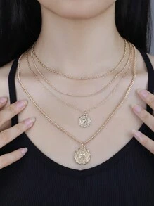 Europe And America Style Simple Multi-layered Metallic Necklace In Cross-border E-commerce - Gold - View 1