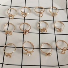(Without Box)5Pcs Adjustable Alloy Children's Girl Rings Mix Finger Jewellery Ring Kid Girls Gift Random Send - Multicolor - View 7