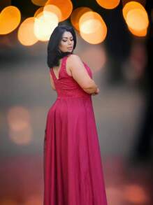 Women Dresses - Rose Red - View 2