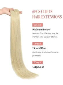Clip in Hair Extensions, Hair Extensions Thick Long Lace Weft Lightweight Synthetic Hairpieces for Women  Platinum Blonde