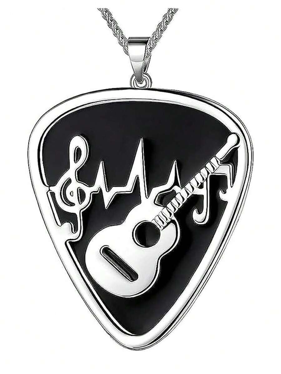 Collar De Púa De Guitarra - Plateado - Ver 1