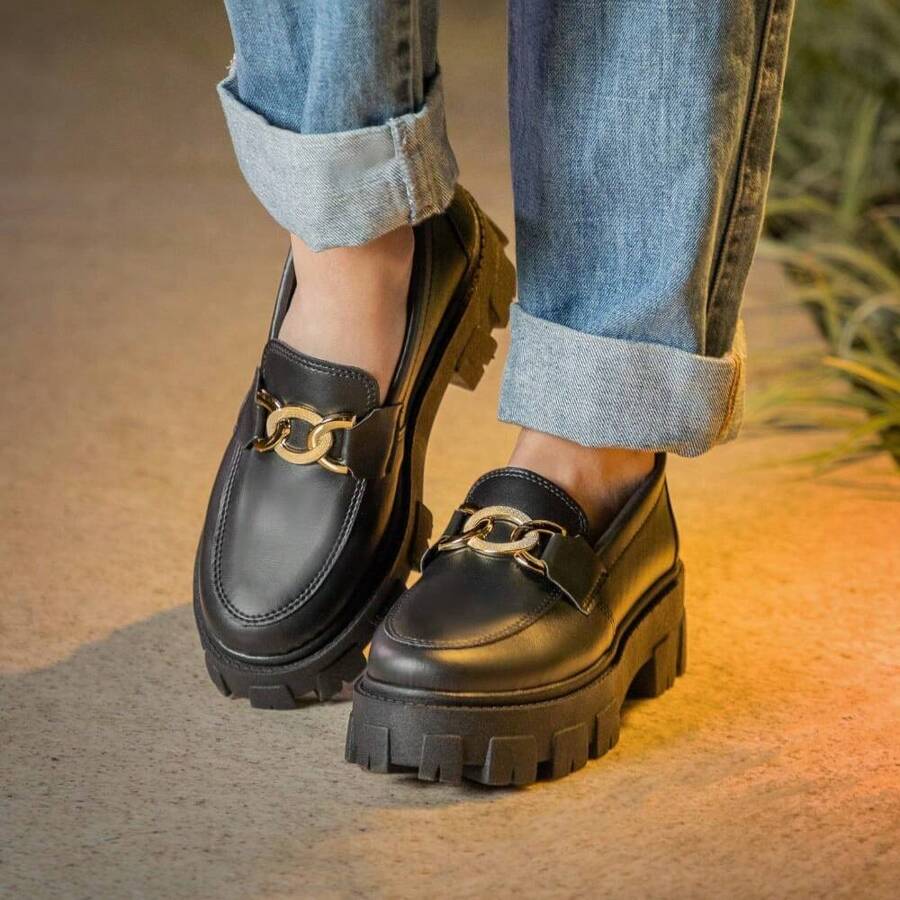 Women's Tractor Oxford Chunky Platform Moccasin 2025 - 黑色 - 查看 1