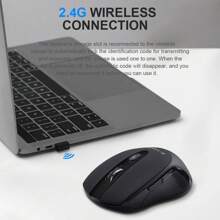 E-yooso E-1020 Usb 2.4g 無線遊戲靜音靜音滑鼠,2400 Dpi 光學遊戲鼠標,符合人體工學設計的筆記本電腦 - 黑色 - 查看 3