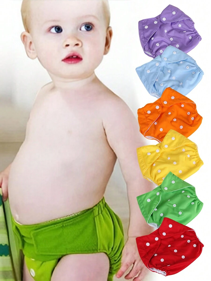 6 Pieces Ecological Diapers Package For Reusable Baby Soft And Comfortable Adjustable - Multicolor - View 1