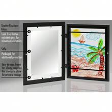 1 Piece Art Frame Photo Frame Set, A4 Size Wooden Frame, Illustration Organizer, Home And Office Art Exhibition, Oil Painting Storage Box, Picture Frame Photo Frame, Foldable Picture Frame Can Store Picture Frame, Photo, Dry Flower Decoration Picture Frame, Gift, Wall Decoration Party Decoration - Black - View 5
