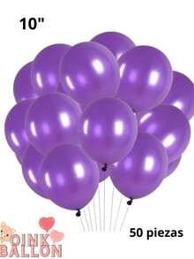 Bolsa de Globos Látex Morado #10 con 50 Piezas Fiesta Decoración - Morado - Ver 1