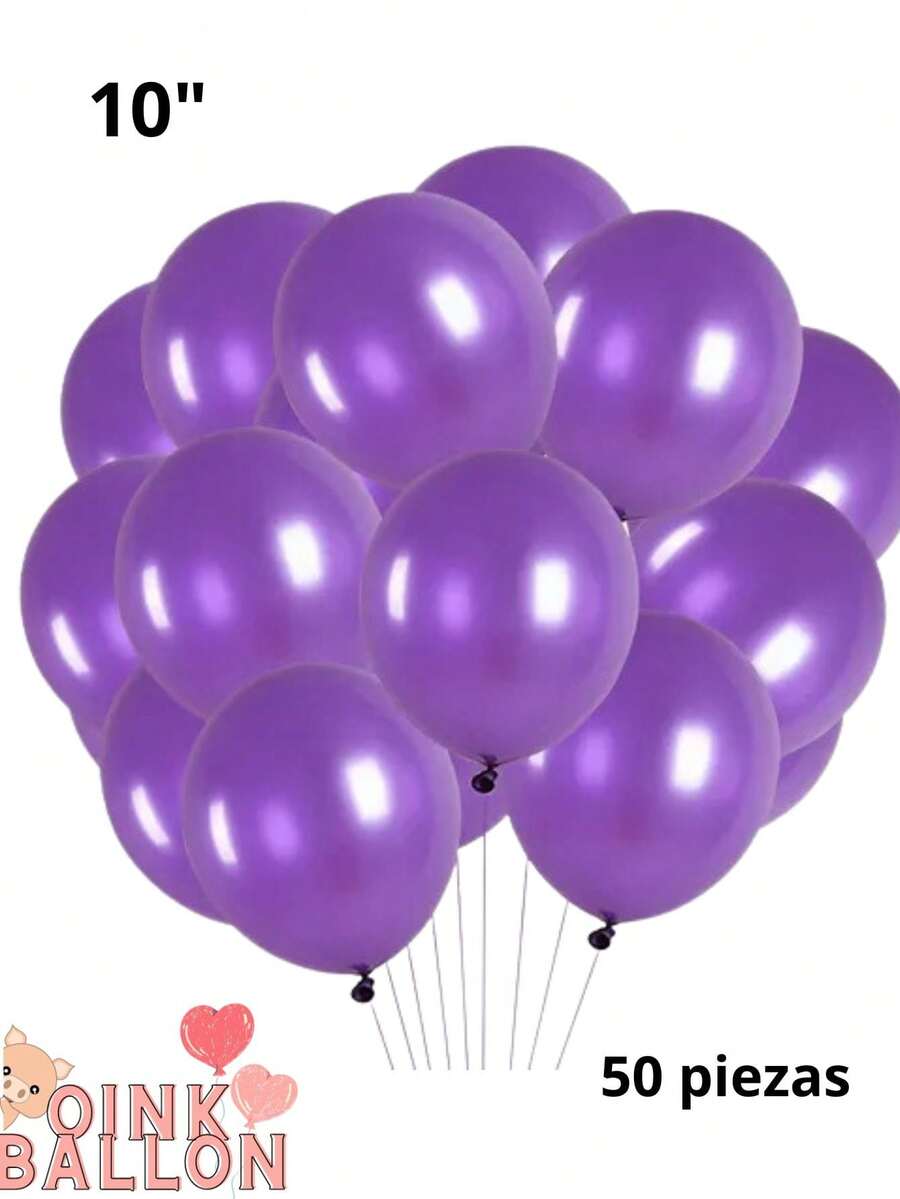 Bolsa de Globos Látex Morado #10 con 50 Piezas Fiesta Decoración - Morado - Ver 1