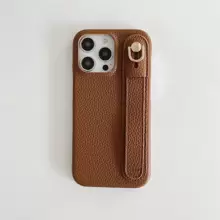 1pc Fashion Solid Color Full Body Shockproof Lychee PU Leather Phone Case With Wrist Strap Stand, Compatible With Apple IPhone 16/15/14/Plus/13/12/11/Pro Max, Galaxy S21 FE/S22/S23/S24/S25 Plus/Note 20 Ultra/A52/A53/A54, Pixel 4 XL, Edge 30, Xperia 10 IV