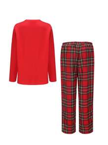 Christmas Pajamas Set For Festive Season - Red - View 2