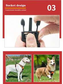 1套/2入組可調節尼龍無拉力狗狗背心套 & 牵引绳套裝,反光带适合大/中型犬 - 粉色 - 查看 6