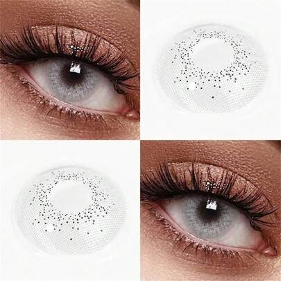 1 par de lentes de contacto cosméticos de color gris océano para ojos de uso anual de 14.2mm para disfraz de Halloween y cosplay