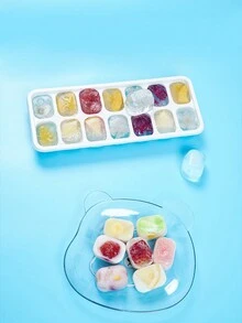 14插槽矽膠冰块托盤,彩色糖果款,適用於自製嬰兒食品、冰球、diy冷凍甜品等 - 粉色 - 查看 7