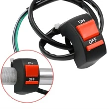 1個黑色機車配件,2線開關具備led前照燈,手把燈,啟動按鈕和關閉按鈕多功能 - 黑色 - 查看 1