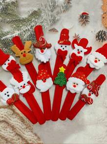 1/6/12 pièces Décoration de bracelet de cercle à tapoter pour la fête de Noël, cadeau, Père Noël, bonhomme de neige, renne, décoration de fête du Nouvel An (style aléatoire), Noël