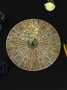 1/4/8pcs Set, PVC Material, 15-Inch Placemats And 3.9-Inch Coasters, Suitable For Kitchen, Dining Table, Indoor/Outdoor Use, Washable, Heat-Resistant, Easy To Wipe, Applicable For Camping, Holidays, Weddings, Parties - Gold - View 2