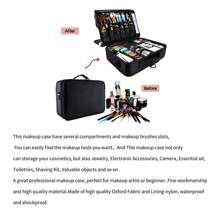 1 件旅行化妆旅行箱专业化妆箱大容量化妆盒化妆刷收纳盒便携式艺术家收纳包带可调节隔板和肩带黑色