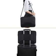 1 件旅行化妆旅行箱专业化妆箱大容量化妆盒化妆刷收纳盒便携式艺术家收纳包带可调节隔板和肩带黑色