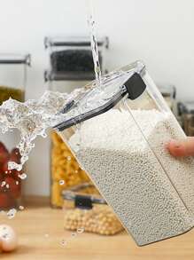 1只精美廚房食物容器谷物穀物分類密封儲物罐,防潮防蟲乾果茶麵條收納盒/黑色