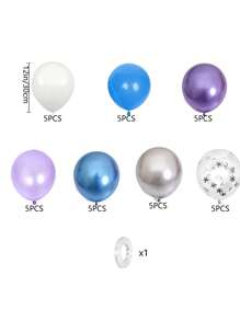 35 个 12 英寸冰雪奇缘主题派对气球，配有雪花五彩纸屑球和白色金属紫蓝色银球，适用于冰雪奇缘生日派对新娘送礼会、冬季仙境、圣诞装饰 - 彩色 - 查看 2