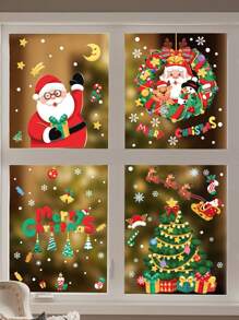 1 bộ/39 miếng dán tĩnh điện bao gồm cây, bông tuyết, ông già Noel để trang trí cửa sổ, không cần dụng cụ, nhãn dán, đề can dán tường, đề can vinyl để trang trí nhà cửa, vật dụng trang trí mùa xuân làm mới ngôi nhà của bạn, nhãn dán trang trí Rama - Nhiều màu - Xem 2