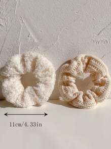 7个装女士加厚简约纯色兔子毛绒发圈，适合日常佩戴、化妆和服装搭配，休闲发圈，马尾辫发饰