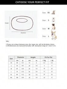 1pc Thickened And Warm Plush Circular Pet Bed Suitable For Different Sizes Of Dogs And Cats - Light Grey - View 3