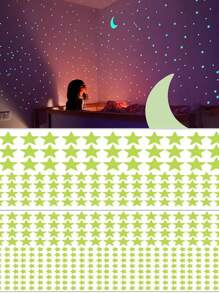 421Pcs Glow In The Dark Wall Stickers Luminous Glow In The Dark Stars Moon For Ceiling Noctilucent Wall Stickers Murals Decals For Home Art, Stickers, Wall Decal, Vinyl Decal For Home Decorations, Spring Decoration Items Refresh Your Home, Rama Decoration Stickers Gifts Birthday Graduation