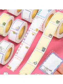 350 件/卷卡通裝飾姓名標籤貼紙防水自粘貼紙用於分類書籍 - 隨機圖案