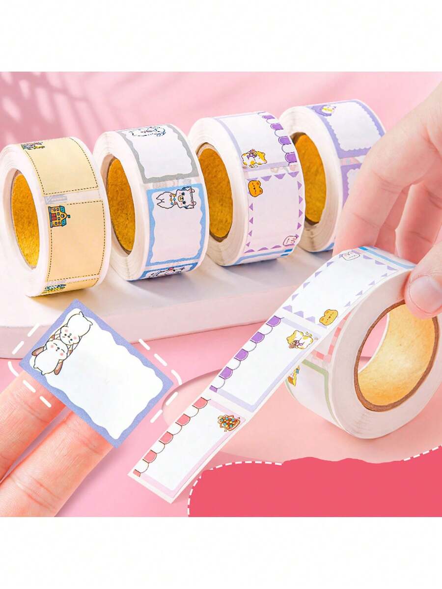 350 件/卷卡通裝飾姓名標籤貼紙防水自粘貼紙用於分類書籍 - 隨機圖案