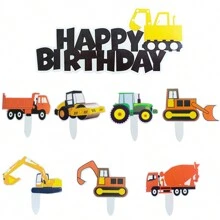 15 piezas de señalización de vehículos de papel para decoración de cupcakes, pasteles de cumpleaños, de papel grueso con inserción de doble cara, Navidad - Naranja Quemada - Ver 1