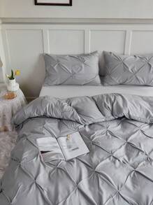 Multiple pinch pleats duvet cover set - Màu Xám nhạt - Xem 3