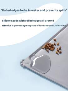 貓食墊,狗食物和水食墊,狗碗墊,寵物食物墊,地板防水狗食墊,貓食墊,狗用水碗墊,地面防水寵物墊,貓餵食墊,寵物碗墊,矽膠狗食墊,橡膠狗碗墊 - 灰色 - 查看 3