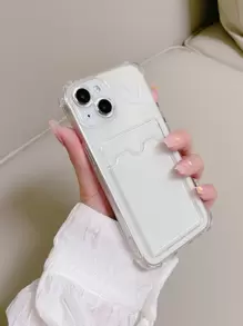 1pc Transparent Phone Case With Corner Protection, Card Insertion And Colorful Painting, Compatible With Iphone And Compatible With Samsung Phone,International Version, Not The Domestic Version - Multicolor - View 1