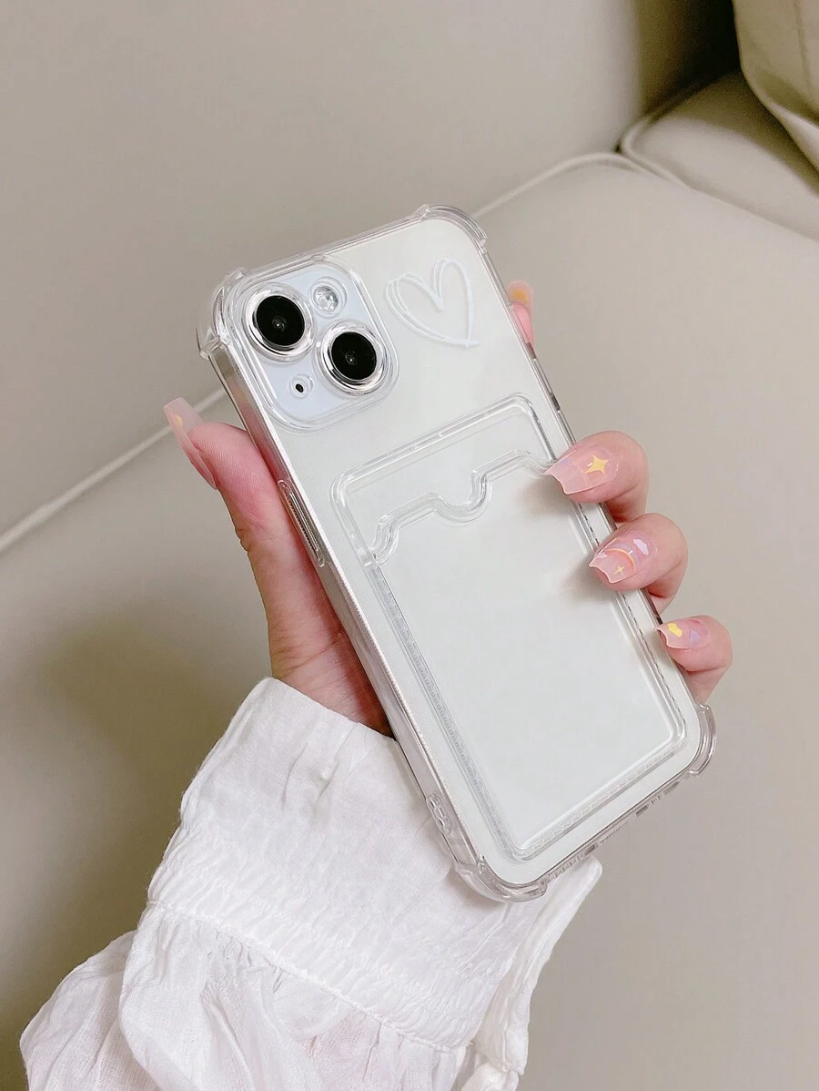 1pc Transparent Phone Case With Corner Protection, Card Insertion And Colorful Painting, Compatible With Iphone And Compatible With Samsung Phone,International Version, Not The Domestic Version - Multicolor - View 1