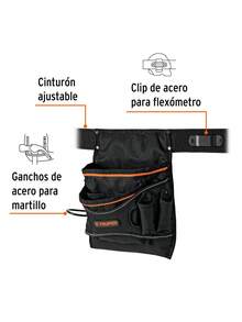 TRUPER Porta Herramientas de Poliéster, 13 Compartimentos - Negro - Ver 2