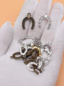 20pcs/set Mixed Color Horse Shoe & Horseshoe Shaped Diy Jewelry Pendant, 20 Styles Each 1pc - Multicolor - View 4