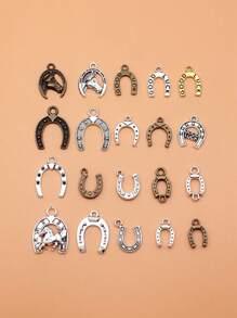 20pcs/set Mixed Color Horse Shoe & Horseshoe Shaped Diy Jewelry Pendant, 20 Styles Each 1pc - Multicolor - View 2