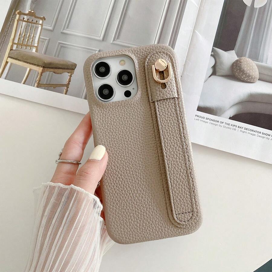 Ốp điện thoại da PU màu trơn vân vải, 1 chiếc, kèm dây đeo cổ tay, chống sốc, bảo vệ toàn diện, tương thích với iPhone 16 15 14 Plus 13 12 11 Pro Max, Galaxy S21 FE S22 S23 S24 S25 Plus Note 20 Ultra A52 A53 A54, Pixel 4 XL, Edge 30, Xperia 10 IV, chống nước, chống rơi, chống trầy xước, quà tặng kỷ niệm mùa xuân.