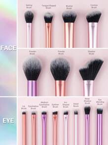 Set de 15 piezas de brochas de maquillaje profesionales que incluyen brocha para polvo, brocha para rubor, brocha para contorno, brocha para sombra de ojos, brocha para iluminador para una aplicación de maquillaje impecable, set de brochas, kit de brochas de maquillaje, set de brochas de maquillaje, kit de maquillaje completo, set de brochas de maquillaje, kit de maquillaje completo, set de brochas, set de brochas de maquillaje, set de regalo de maquillaje - Multicolor - Ver 1