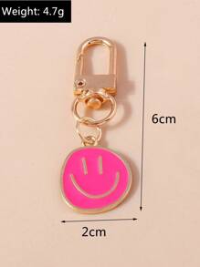 1pc Cartoon Pink Metallic Keychain For Women Suitable For Daily Use Souvenir Car Accessories Bag Charm School Cute Goth Y2k Christmas Gift Ideas Bag Accessories Lanyards With Id Holder Car Accessories Bag Charms - Hot Pink - View 4