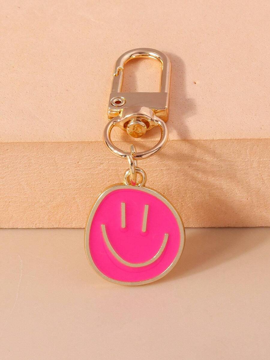 1pc Cartoon Pink Metallic Keychain For Women Suitable For Daily Use Souvenir Car Accessories Bag Charm School Cute Goth Y2k Christmas Gift Ideas Bag Accessories Lanyards With Id Holder Car Accessories Bag Charms - Hot Pink - View 1