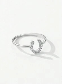 1pc Simple And Stylish 925 Sterling Silver Artificial U-shaped Ring With Geometric Design, Suitable For Women's Engagement & Anniversary Jewelry
