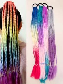 1條藍色漸變12股編織女孩髮帶/頭巾,有無盡的彩色小辮子diy髮飾 - 彩色 - 查看 3