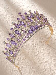 1pc Women'S Classic Fashionable Aligned Color Rhinestone Bridal Wedding Crown Headband For Prom Party - Multicolor - View 2